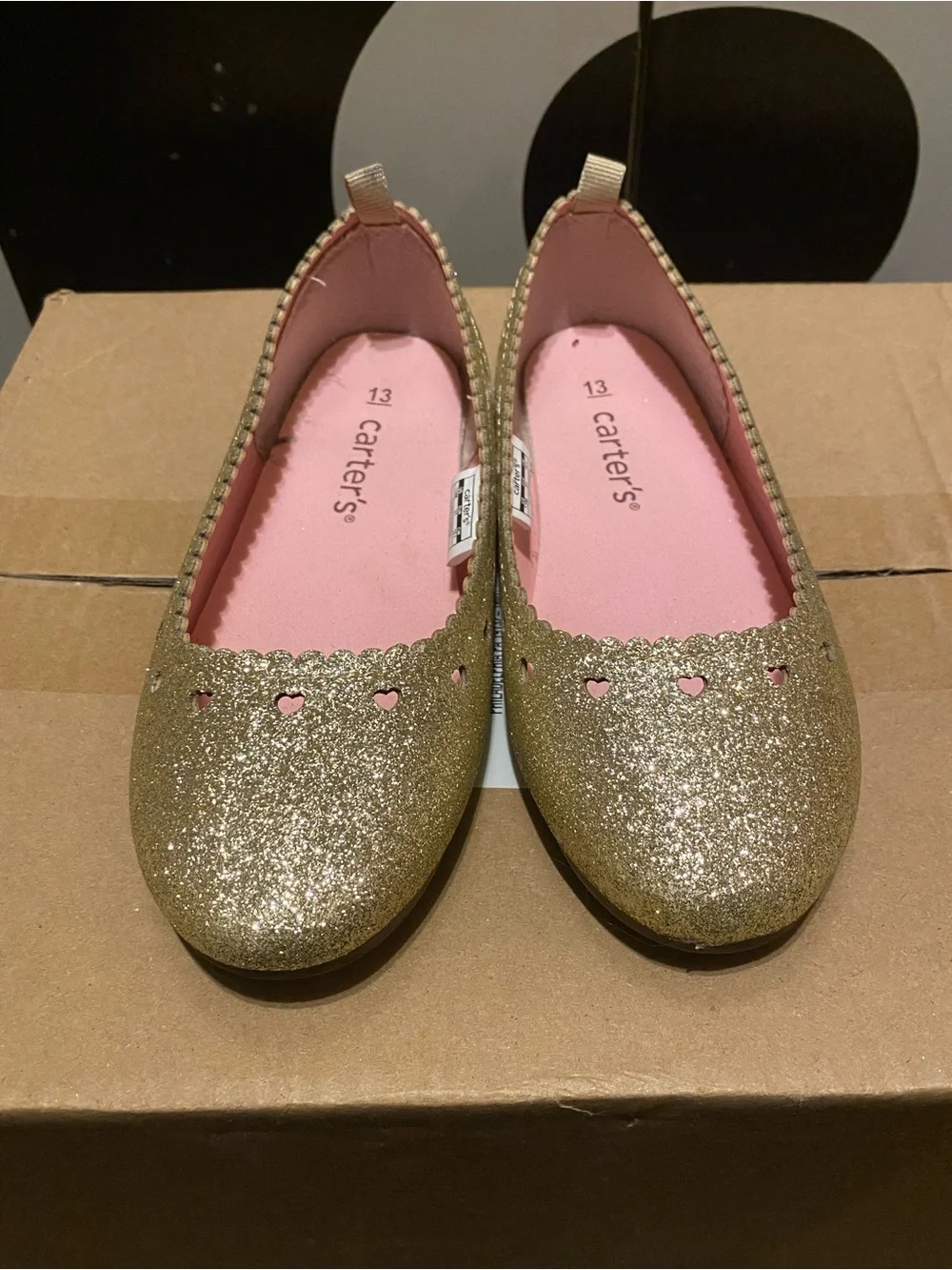 Carter's Gold Glitter Girls' Heart Accent Flats